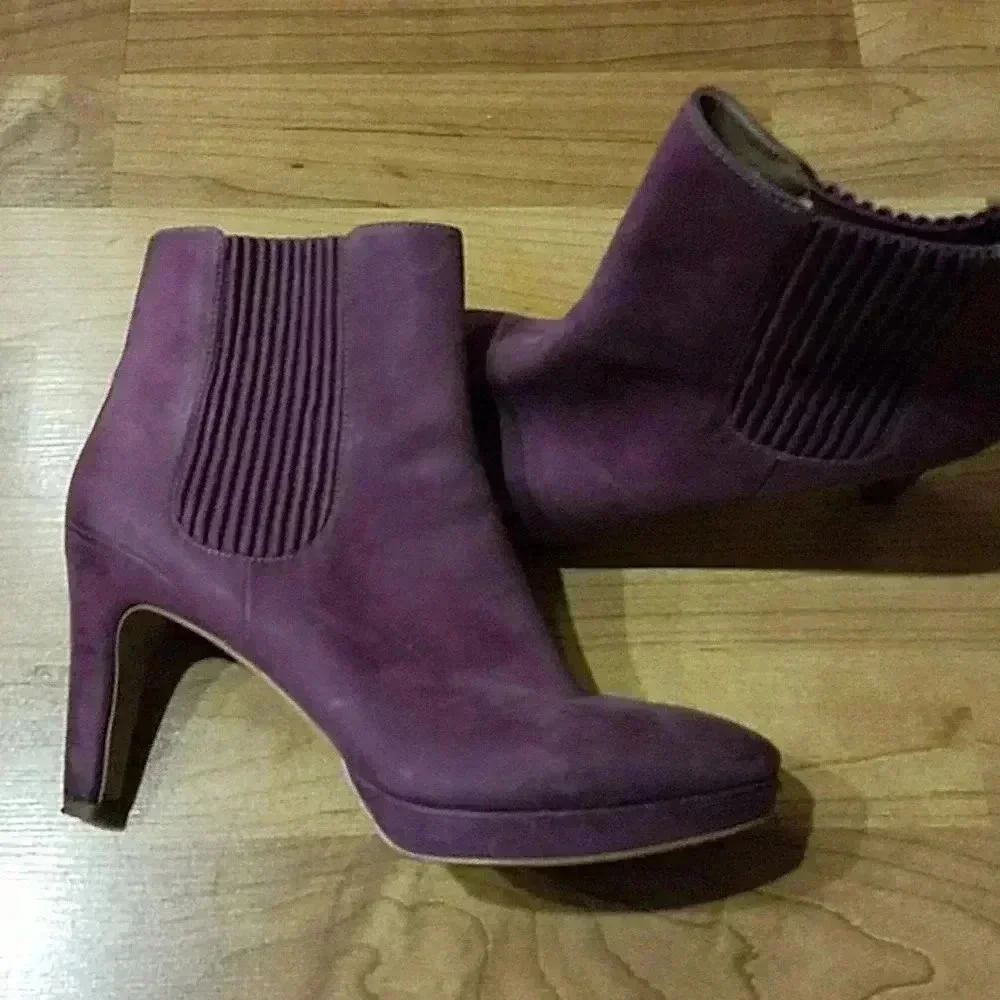 ECCO NAVOI PLATFORM CHELSEA BOOTIES GENUINE LEATHER VIOLET PURPLE 40